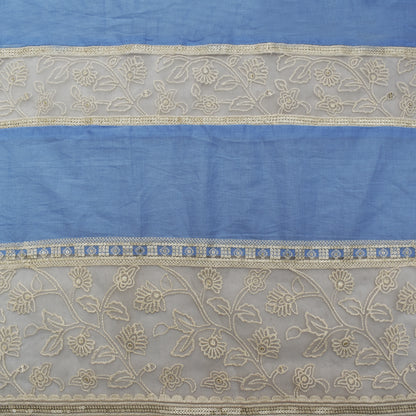 Ice Blue Color Cotton Plazo Embroidery Fabric
