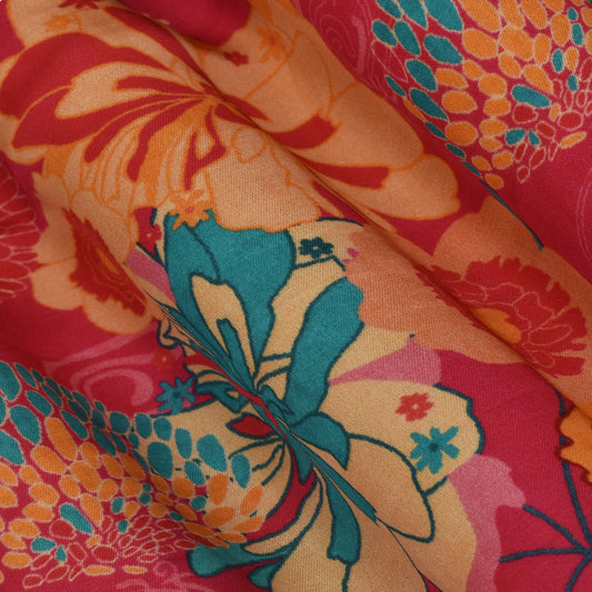 Multi Color Bember Satin Print Fabric