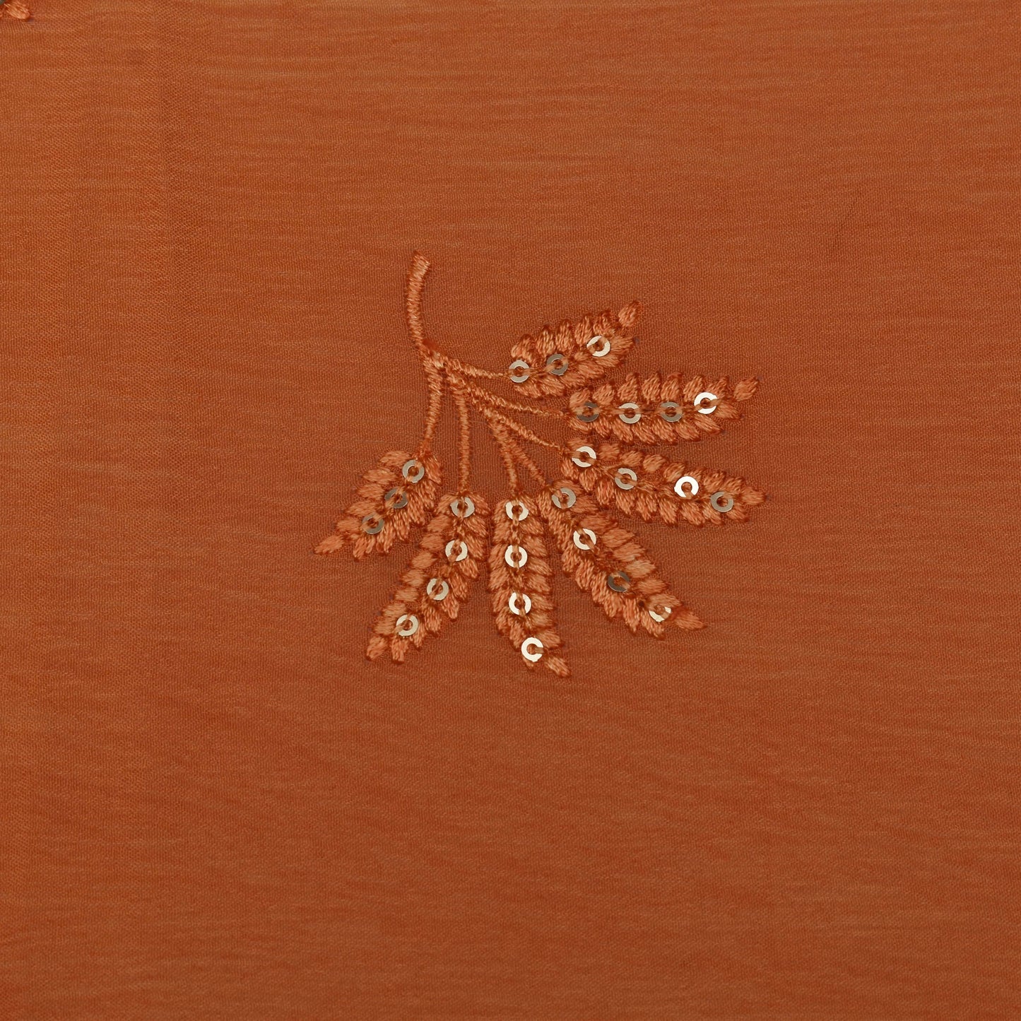 Orange Color Chinon Chiffon Embroidery Fabric