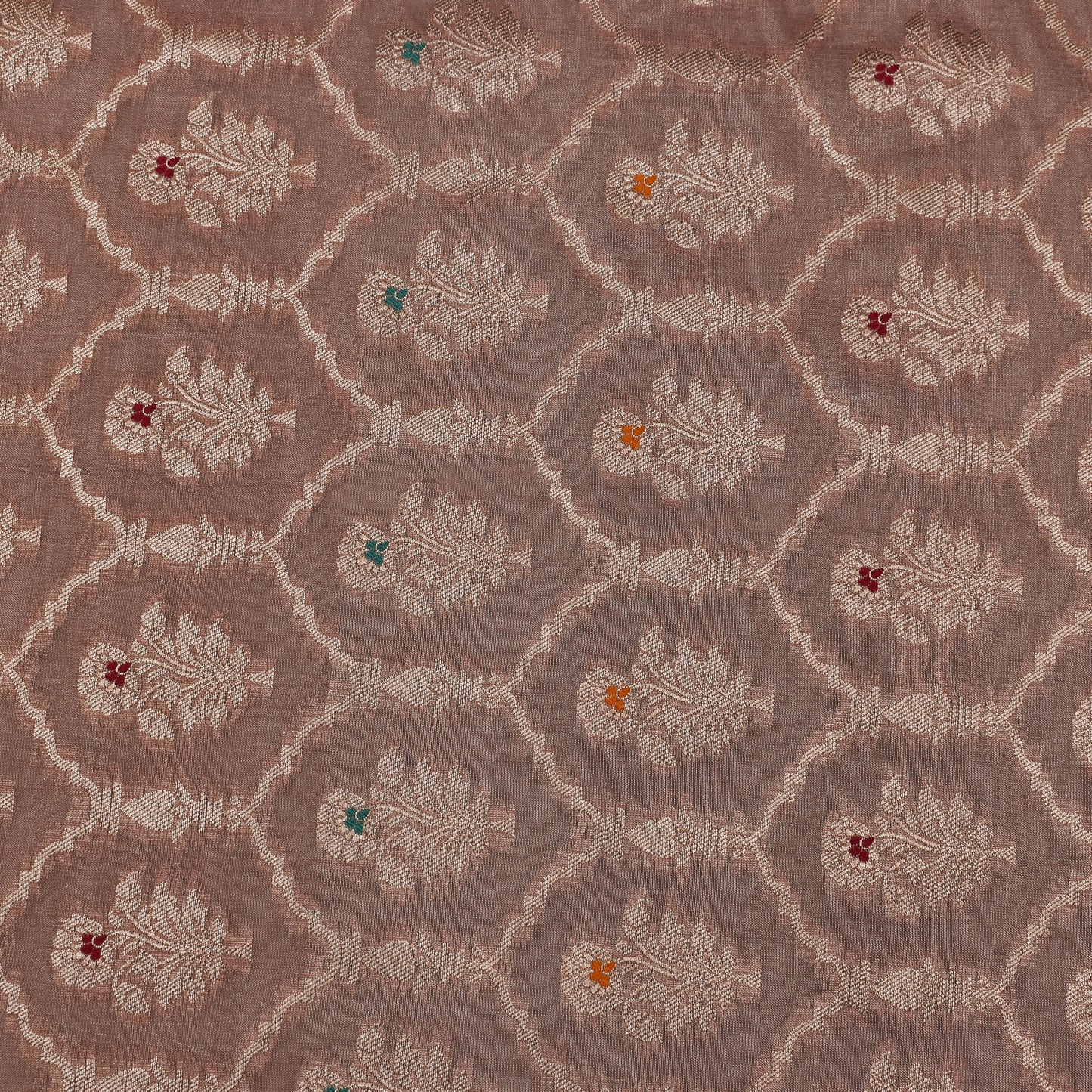 Pinkish Grey Color Tissue Brocade Fabric