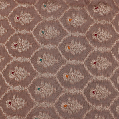 Pinkish Grey Color Tissue Brocade Fabric