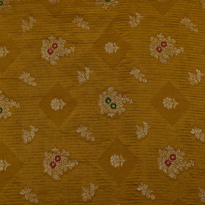 Mustard Color Katan Meena Brocade Fabric