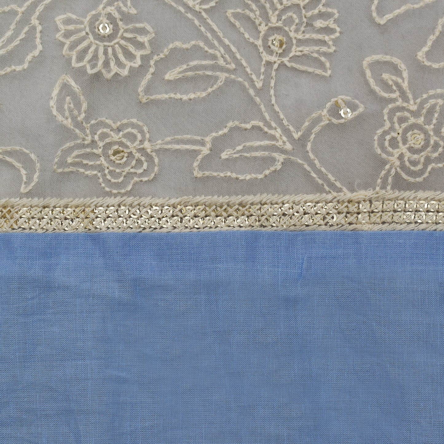 Ice Blue Color Cotton Plazo Embroidery Fabric