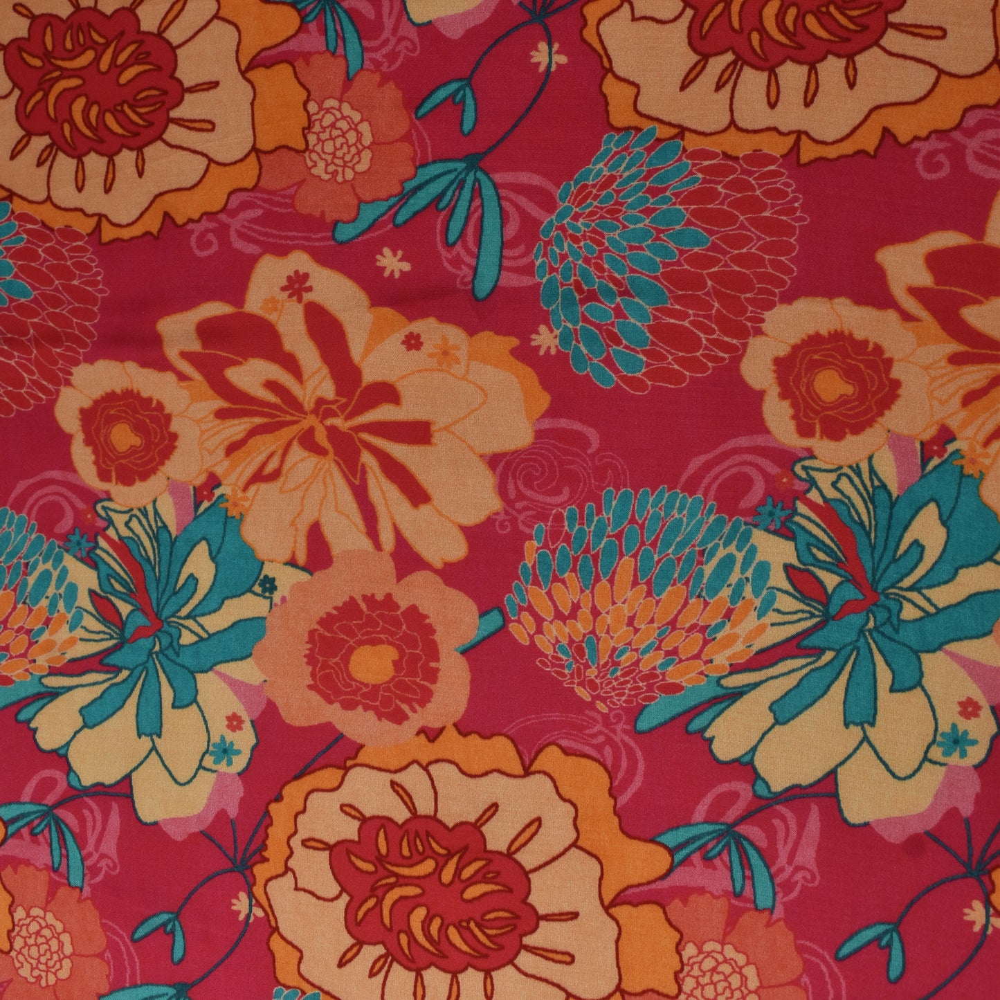 Multi Color Bember Satin Print Fabric