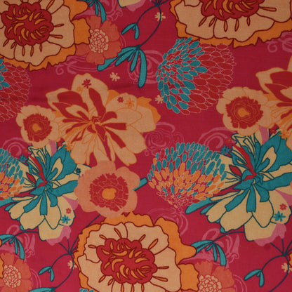 Multi Color Bember Satin Print Fabric