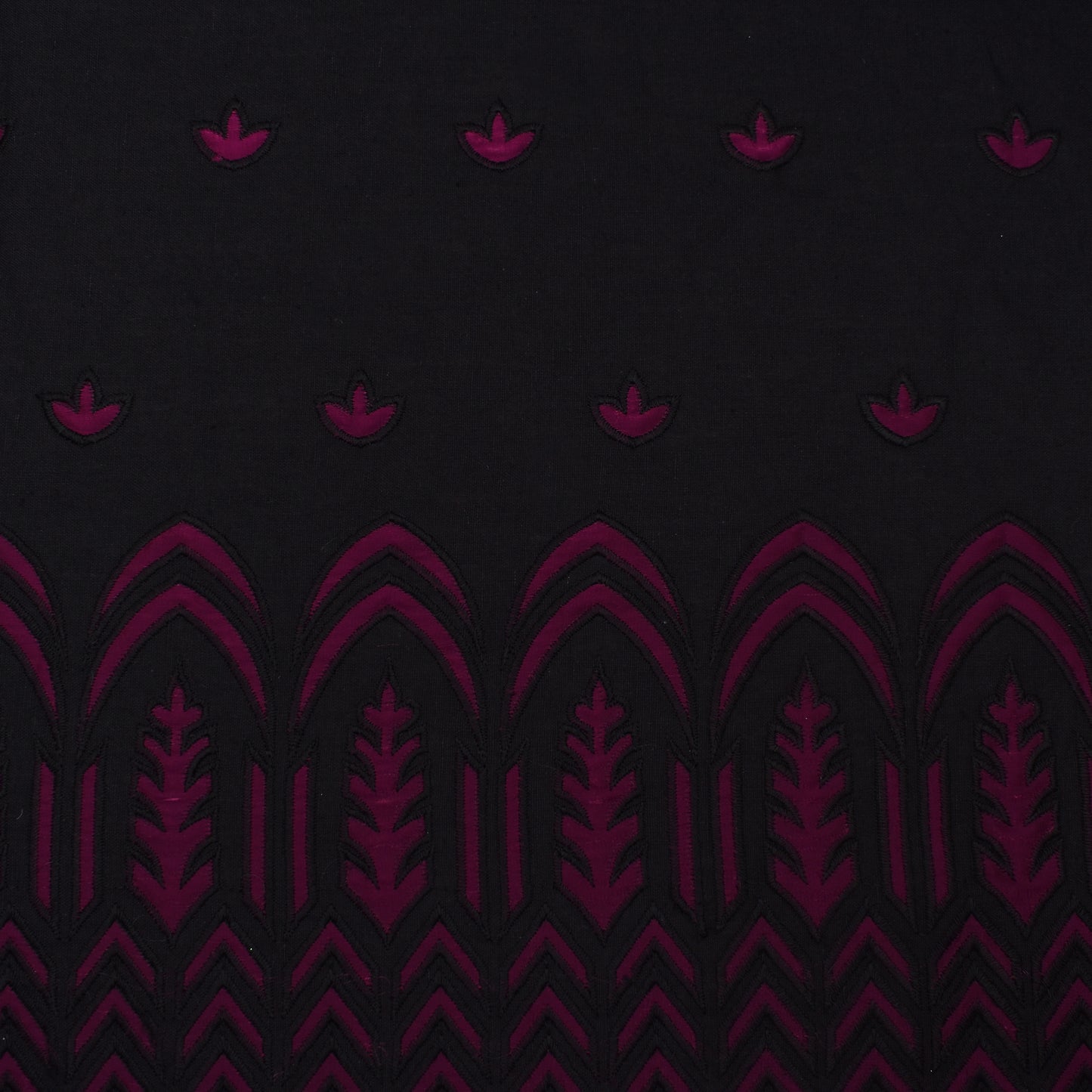 Black Color Organic Cotton Embroidery Fabric