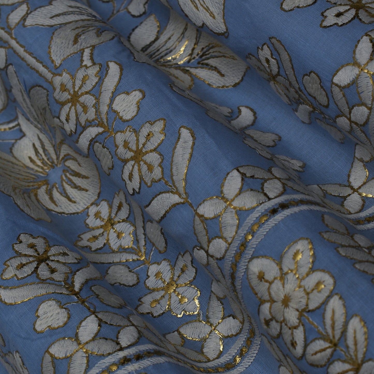 Colored Color Cotton Border Embroidery Fabric