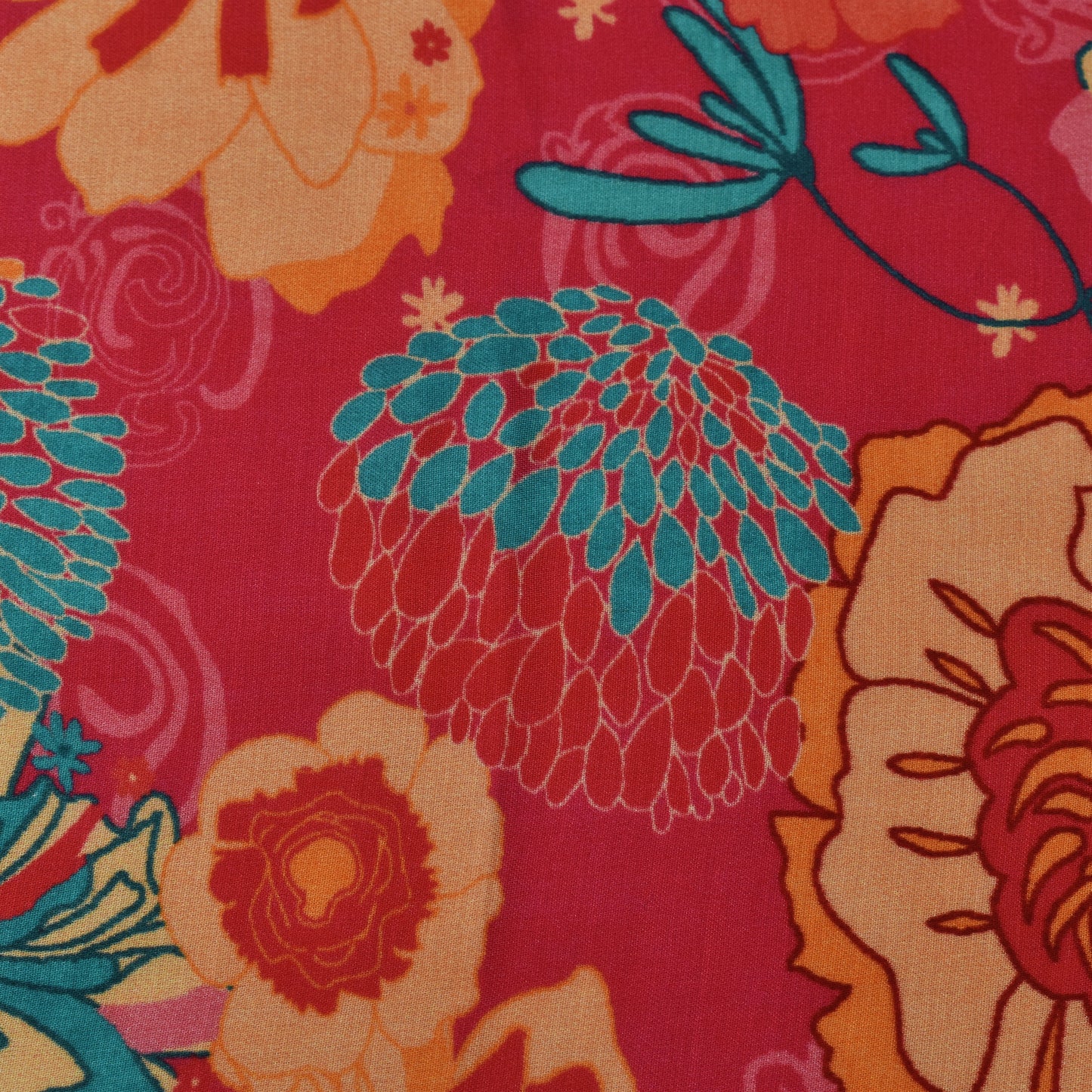 Multi Color Bember Satin Print Fabric