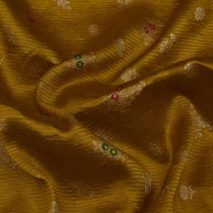 Mustard Color Katan Meena Brocade Fabric