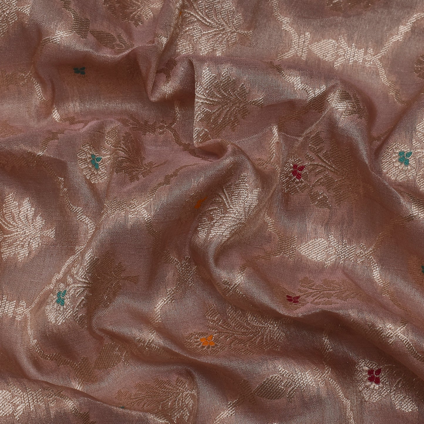 Pinkish Grey Color Tissue Brocade Fabric