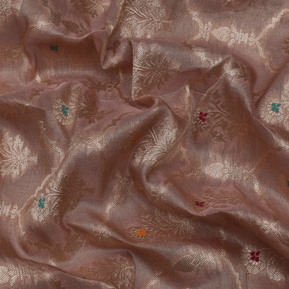 Pinkish Grey Color Tissue Brocade Fabric