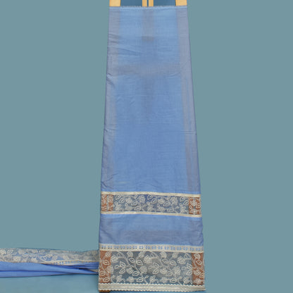 Ice Blue Color Cotton Plazo Embroidery Fabric