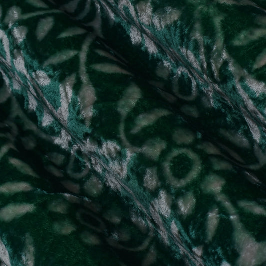 Green Color Silk Velvet Print Fabric