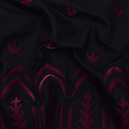 Black Color Organic Cotton Embroidery Fabric