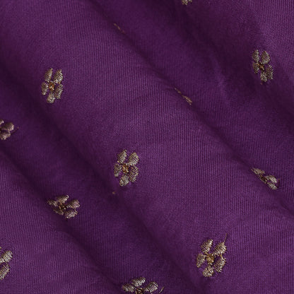 Lavender Color Gajji Silk Embroidery Fabric