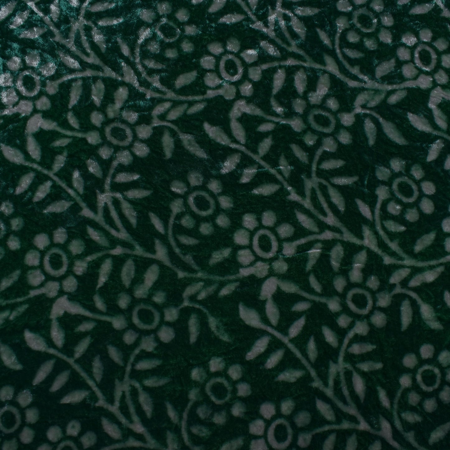 Green Color Silk Velvet Print Fabric