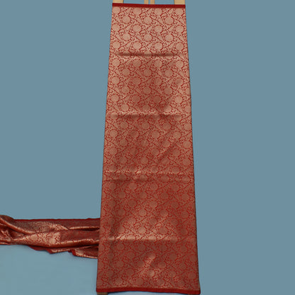 Red Color Katan Meena  Brocade Fabric