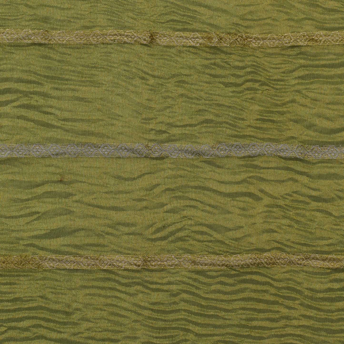 Olive Green Color Crush Tissue Stripe Fabric