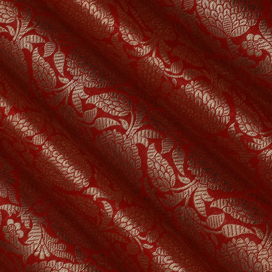 Red Color Katan Meena  Brocade Fabric