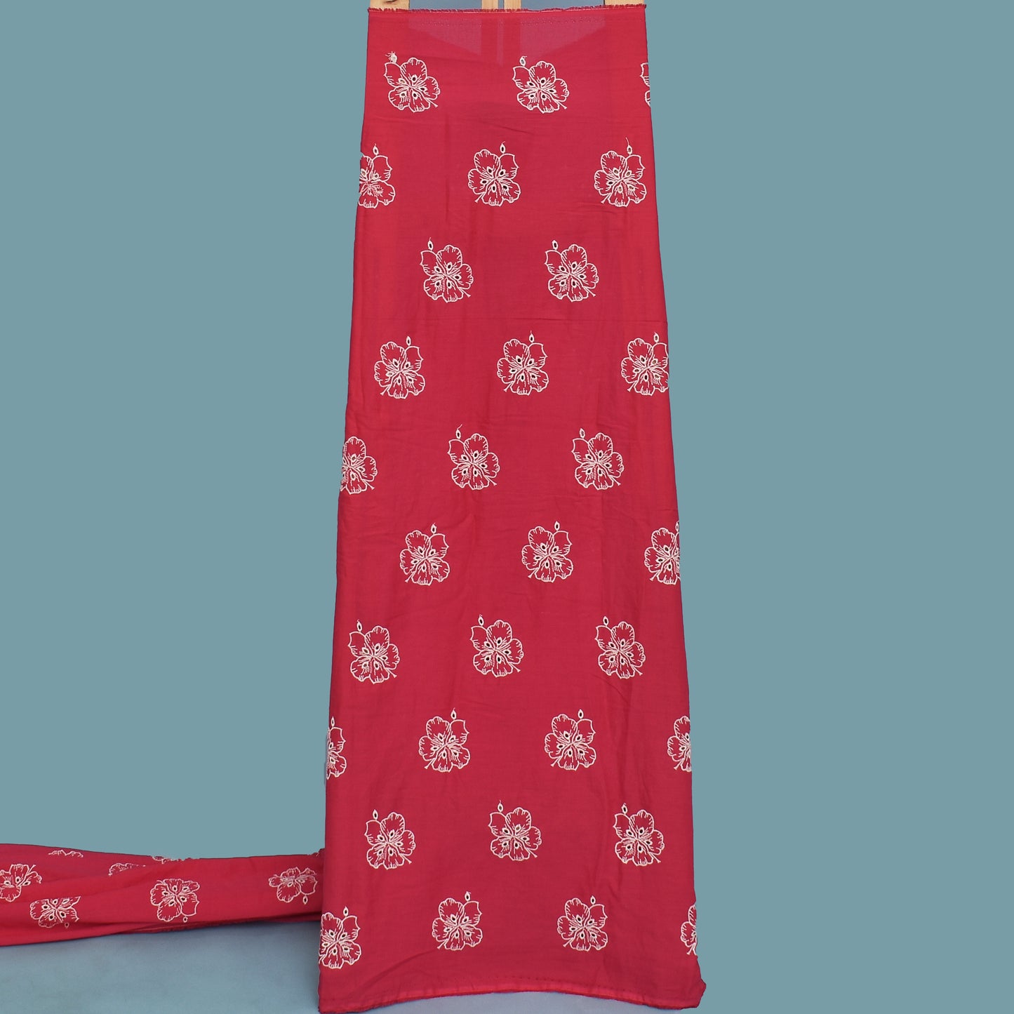 Rani Color Cotton Chikan Embroidery Fabric