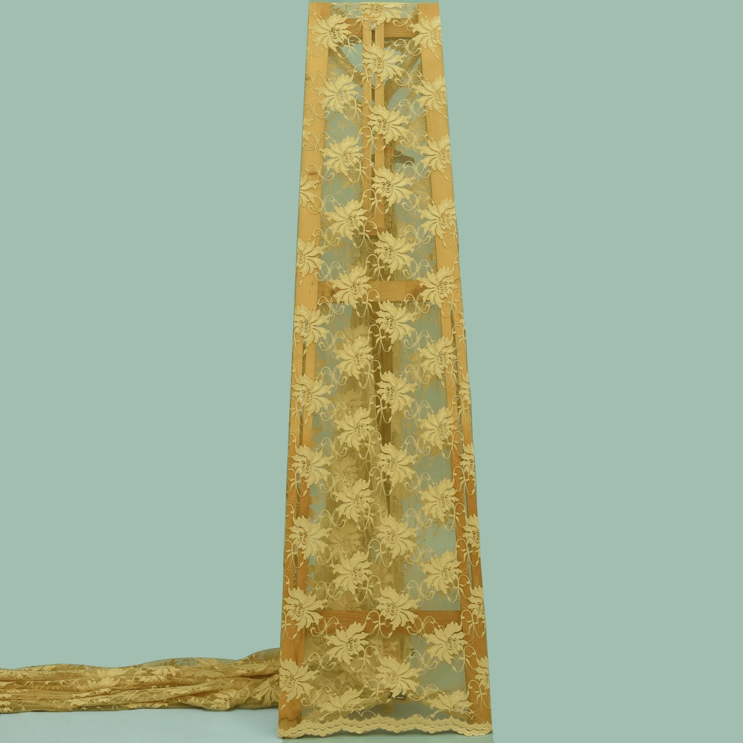 Beige Color Chantilly Net Fabric