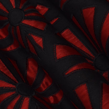 Black Color Organic Cotton Embroidery Fabric