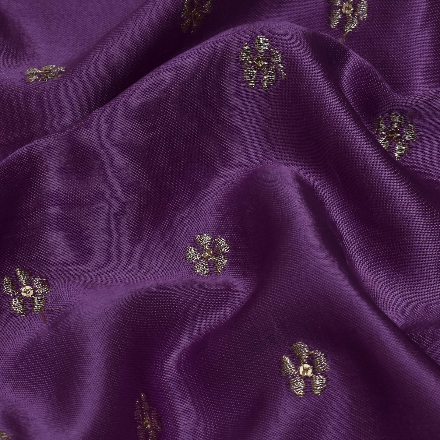 Lavender Color Gajji Silk Embroidery Fabric