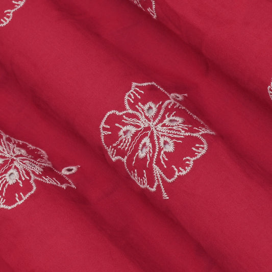 Rani Color Cotton Chikan Embroidery Fabric