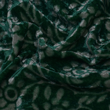 Green Color Silk Velvet Print Fabric