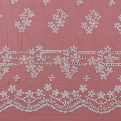 Pink Color Cotton Embroidery Fabric