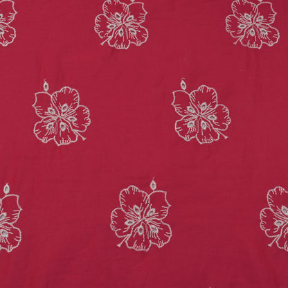 Rani Color Cotton Chikan Embroidery Fabric