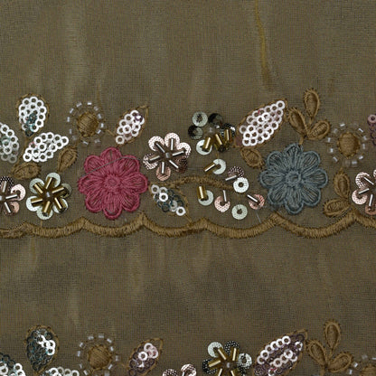 Beige Color Tissue Embroidery Fabric