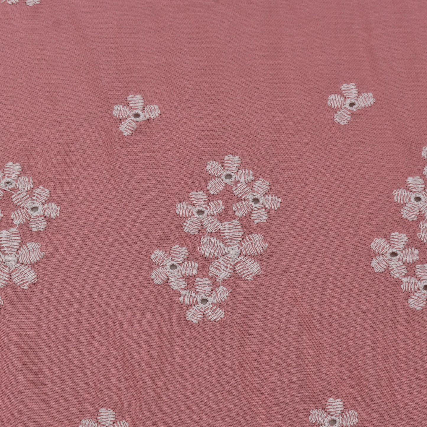 Pink Color Cotton Embroidery Fabric