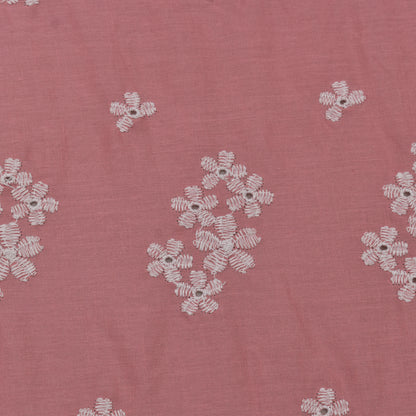 Pink Color Cotton Embroidery Fabric