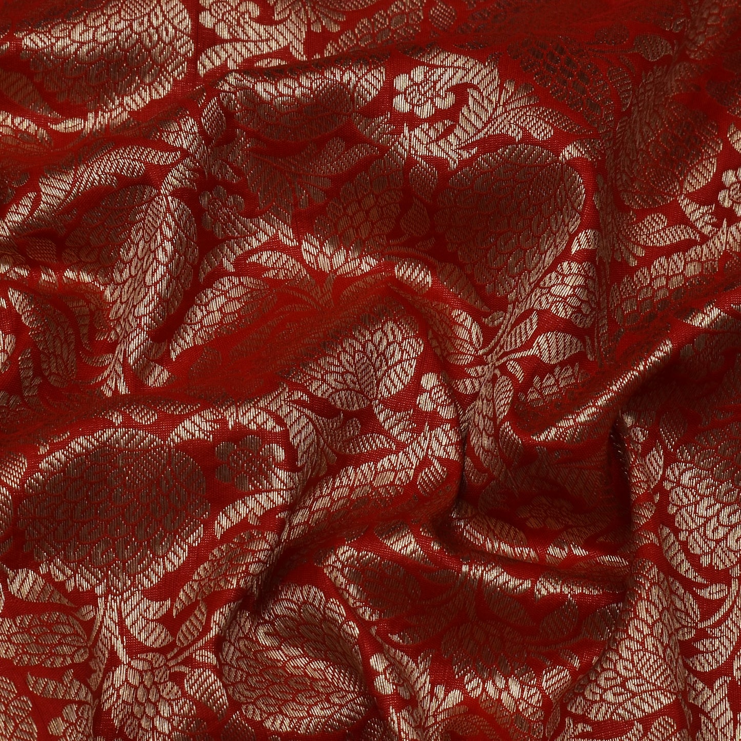 Red Color Katan Meena  Brocade Fabric