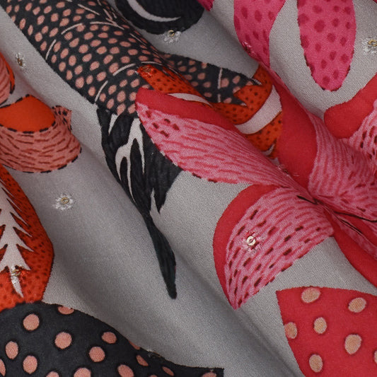 Multi Color Mulmul Print Booti Fabric