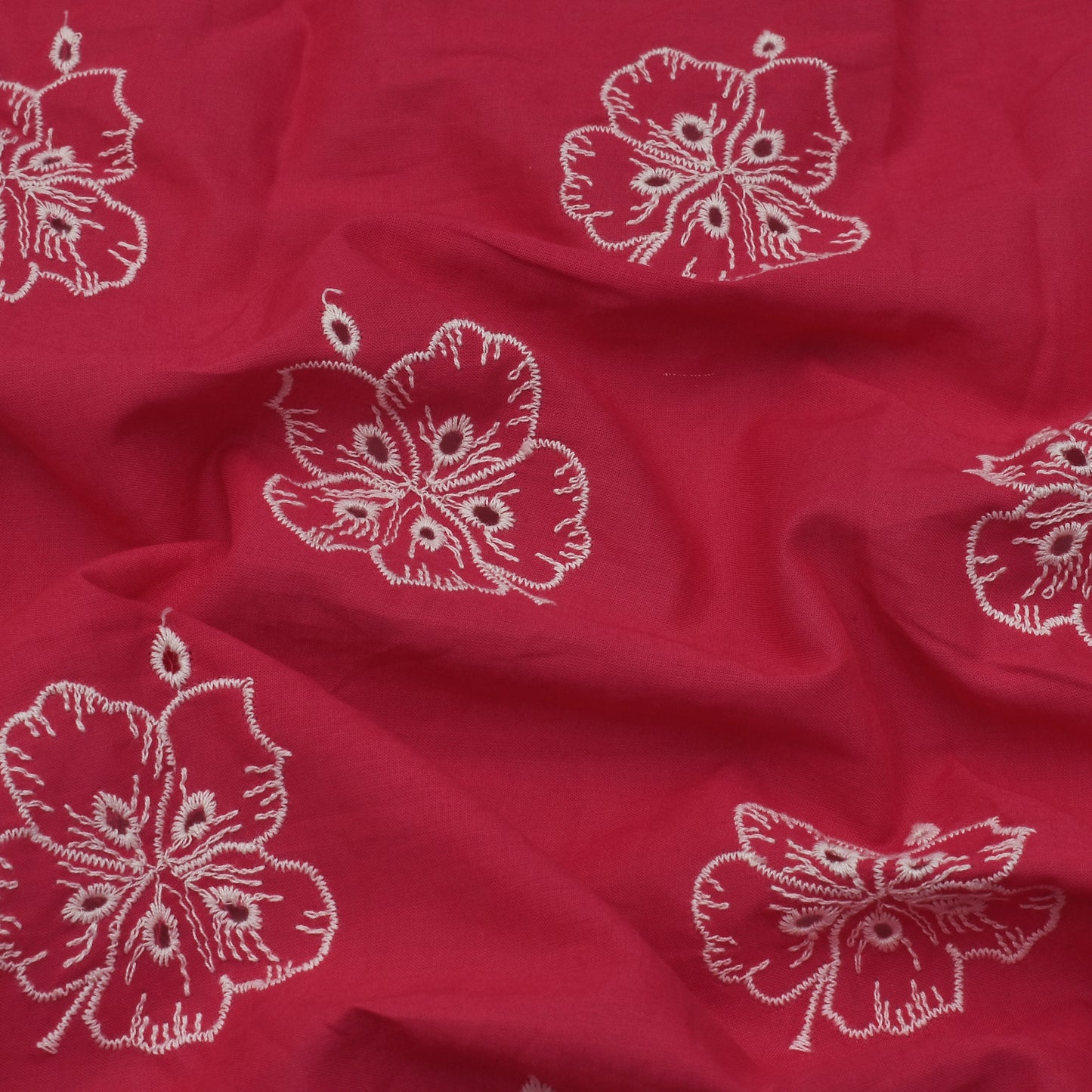 Rani Color Cotton Chikan Embroidery Fabric