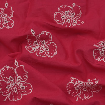 Rani Color Cotton Chikan Embroidery Fabric