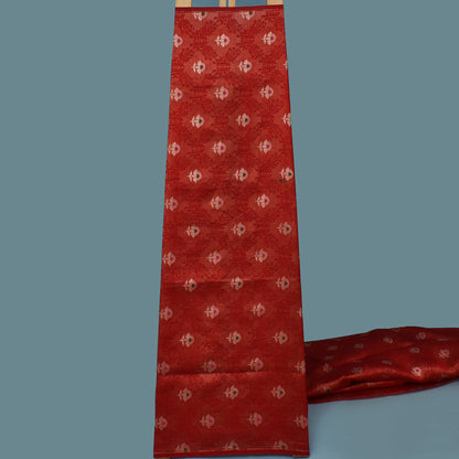 Red Color Katan Meena Brocade Fabric