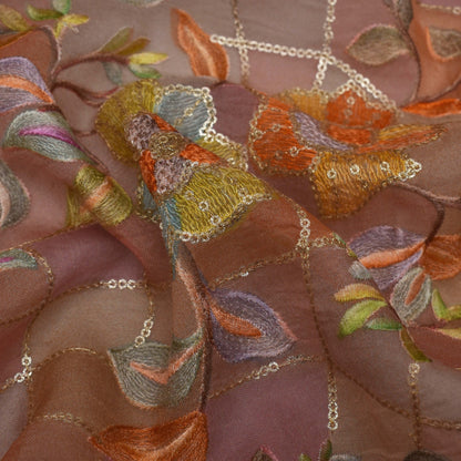 Multi Colored Organza Embroidery Designer Fabric