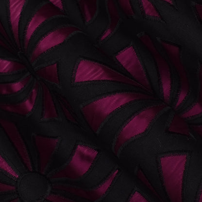 Black Color Organic Cotton Embroidery Fabric