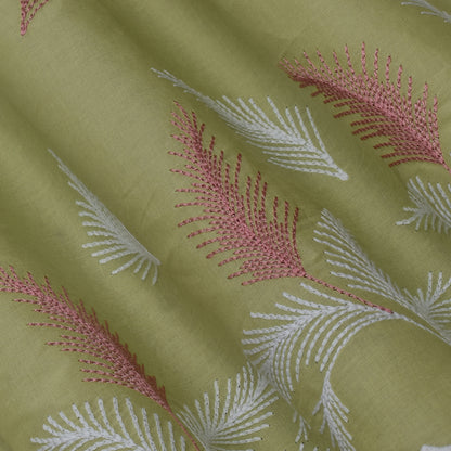 Pista Green Color Cotton Plazo Embroidery Fabric