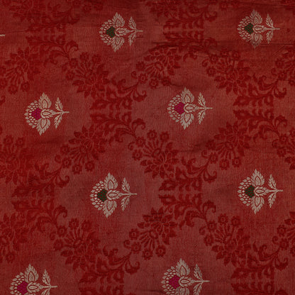 Red Color Katan Meena Brocade Fabric