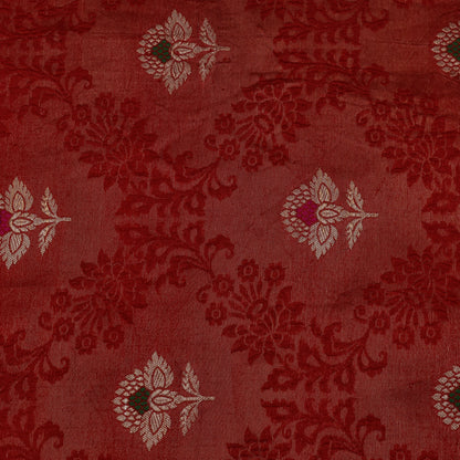 Red Color Katan Meena Brocade Fabric