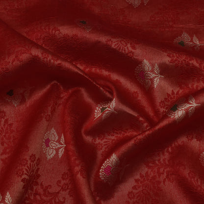 Red Color Katan Meena Brocade Fabric