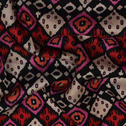 Multicolor Slub Chanderi Print Fabric