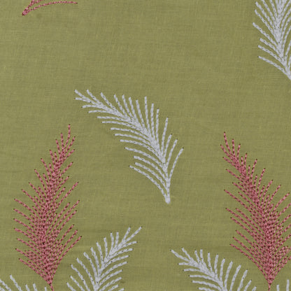 Pista Green Color Cotton Plazo Embroidery Fabric