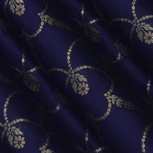 Royal Blue Color Katan Meena  Brocade Fabric