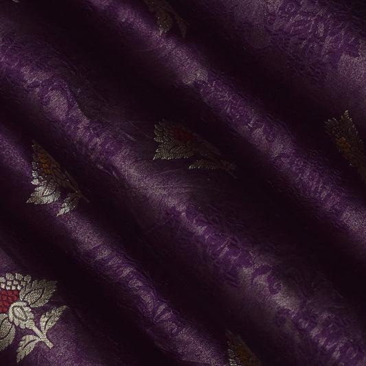 Purple Color Katan Meena Brocade Fabric