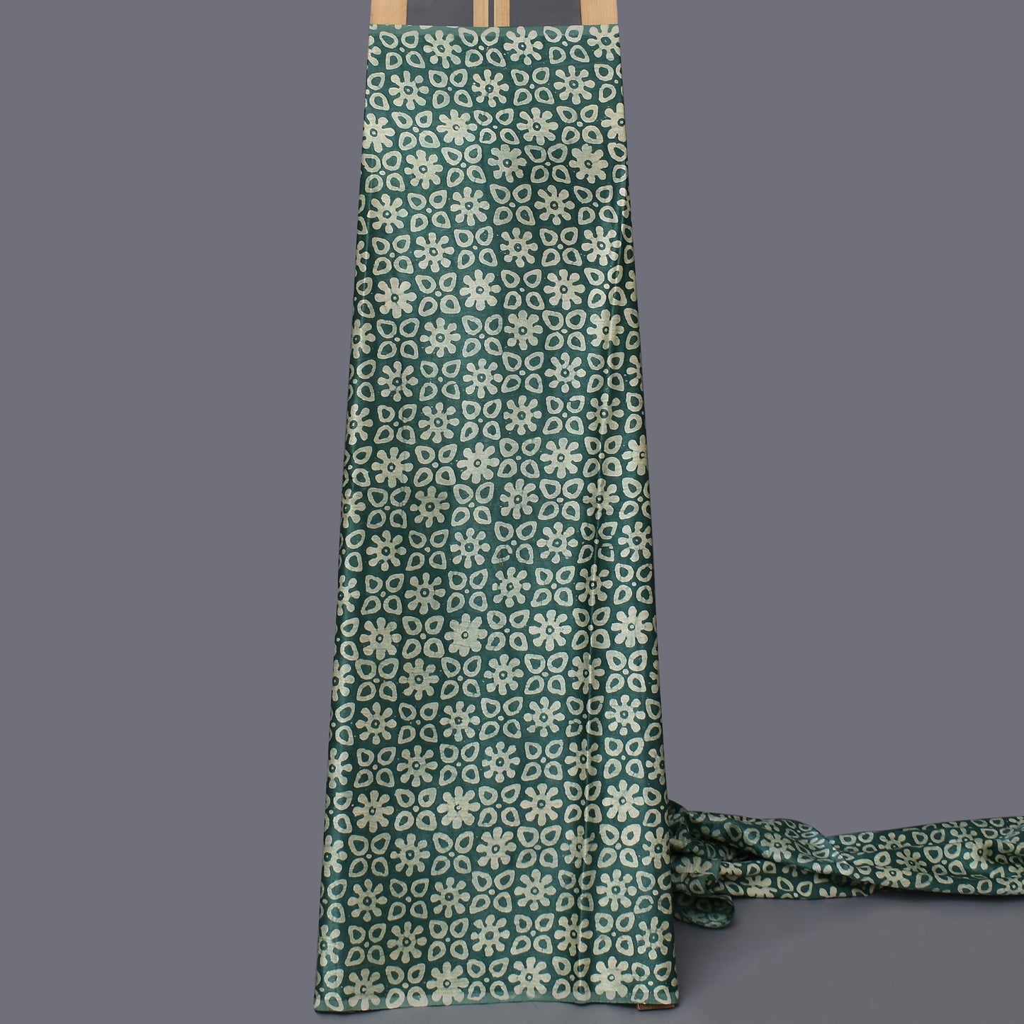 Bottle Green Color Gajji Silk Print Fabric
